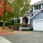 Early autumn with modern residential single family home